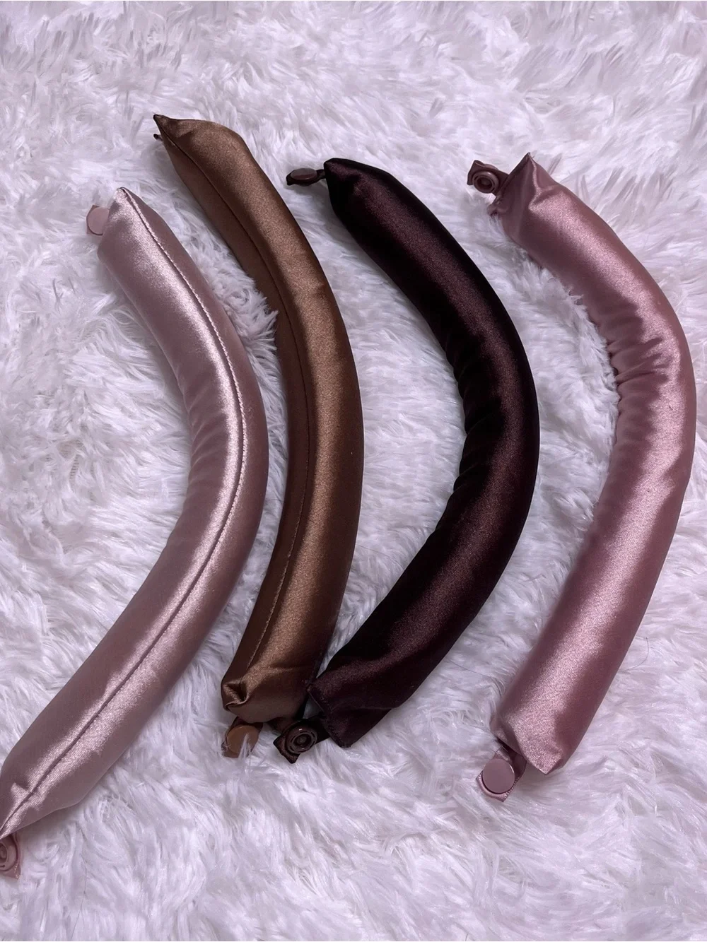 Kitsch Satin Hair Bun Makers in Blush, Rose, Chocolate & Brown - Pack of 4